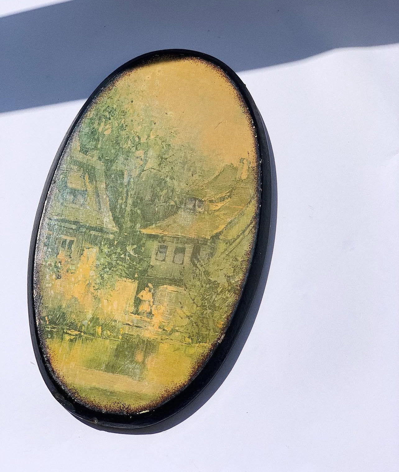 Quadro oval madeira