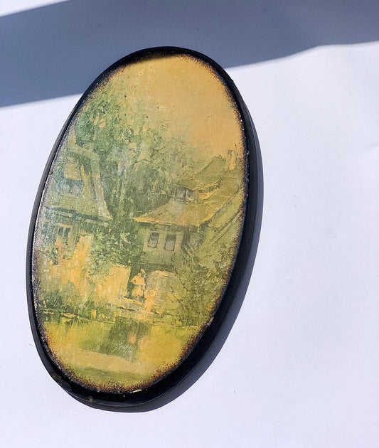Quadro oval madeira