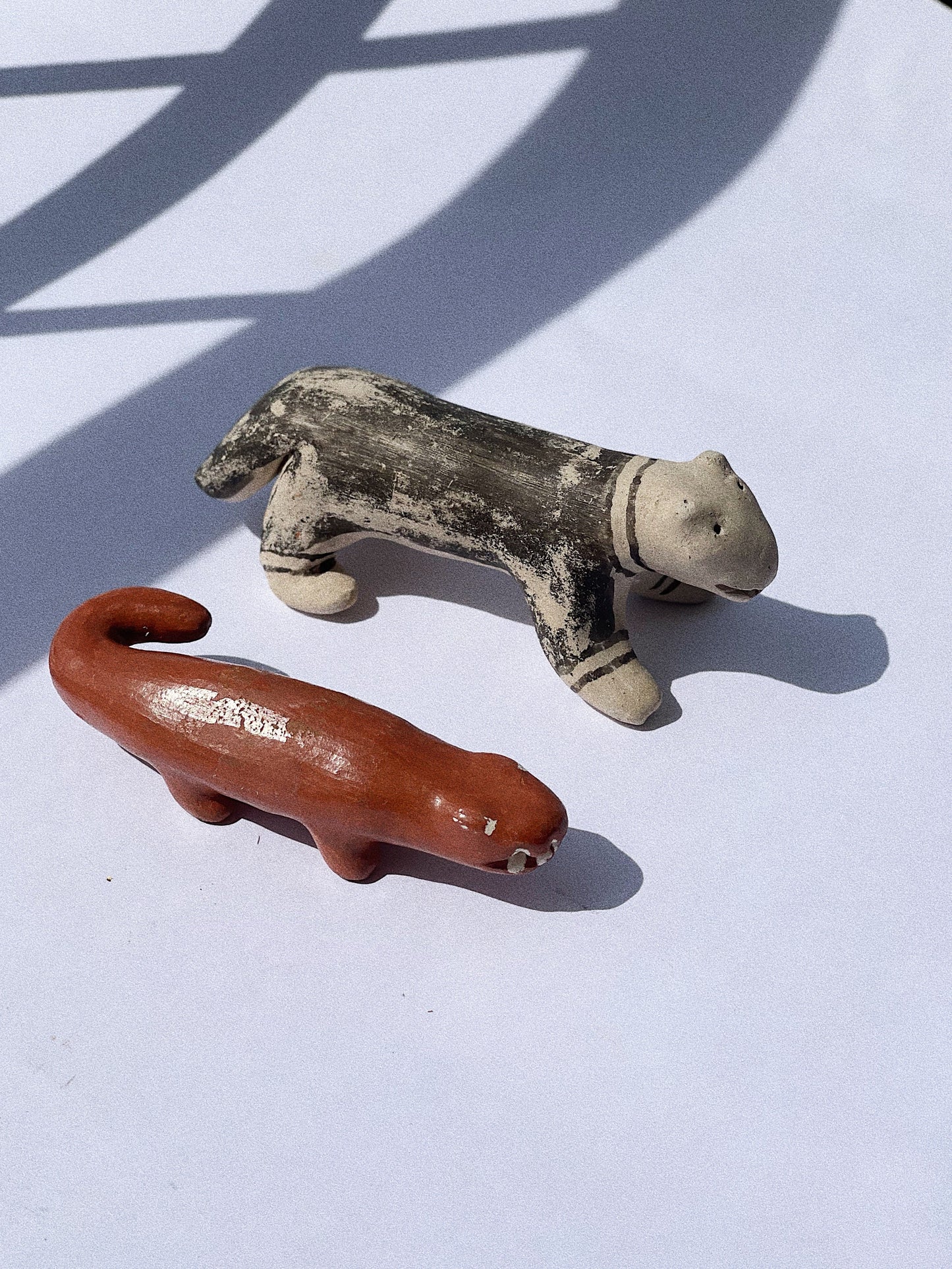 Dupla de animais em cerâmica artesanal