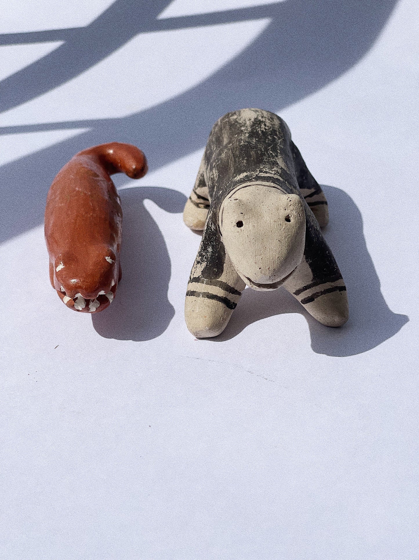 Dupla de animais em cerâmica artesanal